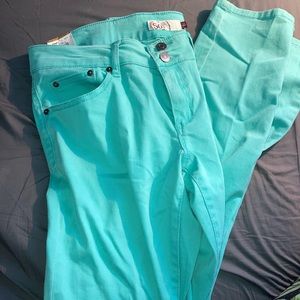 Teal twill skinny pants 13